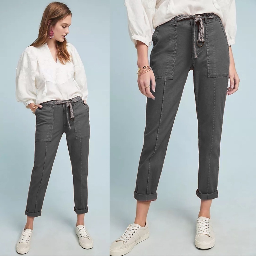 Anthropologie • The Wanderer Utility Pant washed black straight leg ankle crop